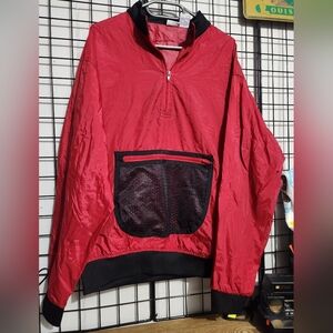 Red Windbreaker with Black Accents VINTAGE SIZE MEDIUM y2k Light Jacket